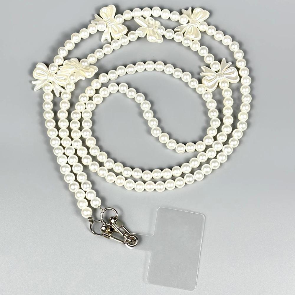 Ремінець Перлина з бантом для телефону 130 см (Білий)