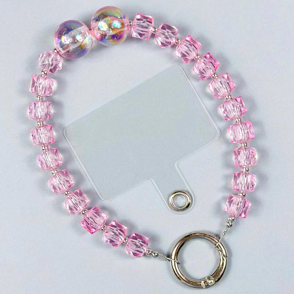 Ремінець-браслет кристальний для телефону (Рожевий)