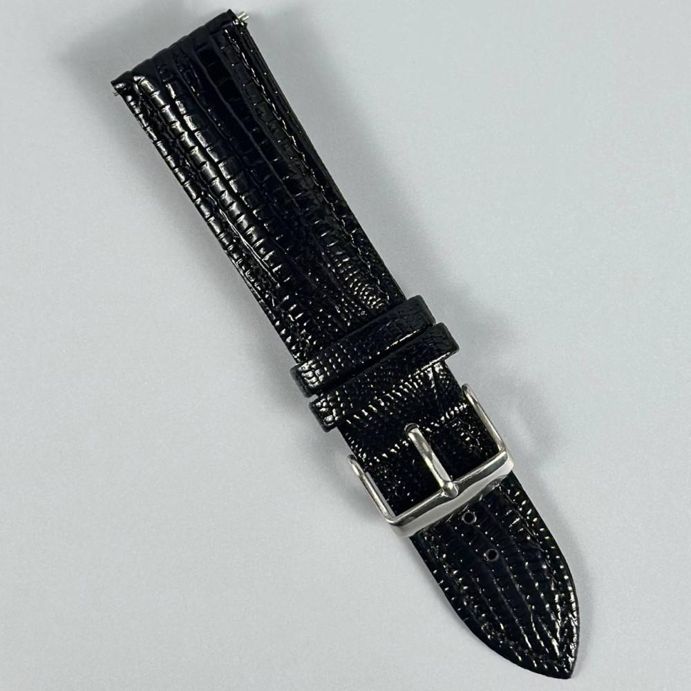 Ремінець для годинника універсальний Leather Crocodile 20мм (Black)