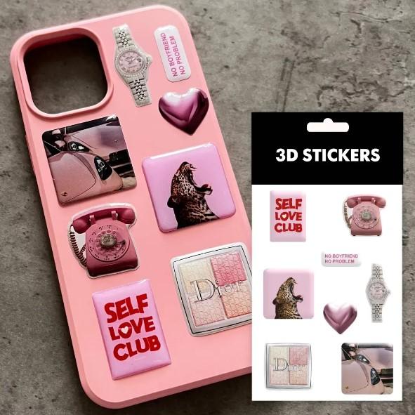 3D стікери "Pink lover" Набір 8 стікерів