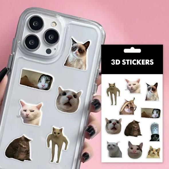 3D стікери "Сats mood mems" Набір 6 стікерів