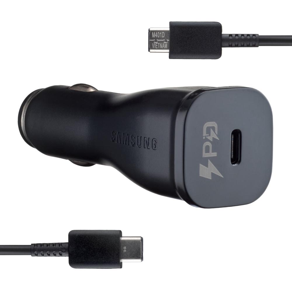 АЗП Samsung Single Port Car Charger Type-C Port 25W With Cabble Type-C to Type-C High Copy Black