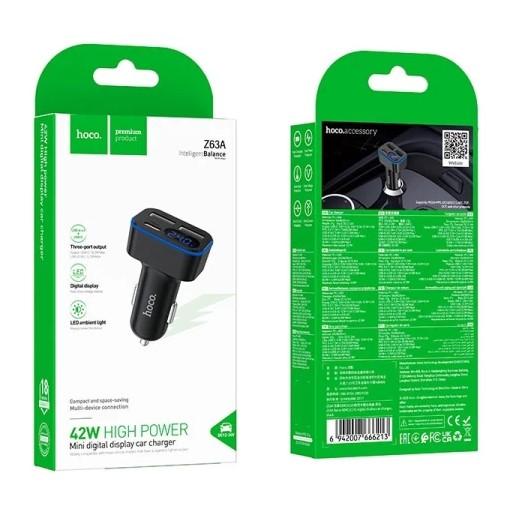 АЗП HOCO Z63A Barry 42W digital display car charger Black