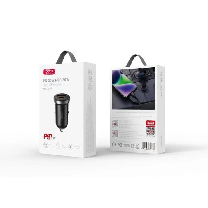 АЗП XO CC56 mini car charger USB-A/TYPE-C single port 30W Чорний