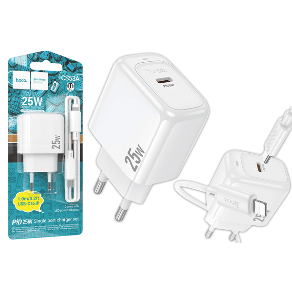 Зарядний пристрій HOCO CS53A Type-C/lightning PD25W /28 (White)