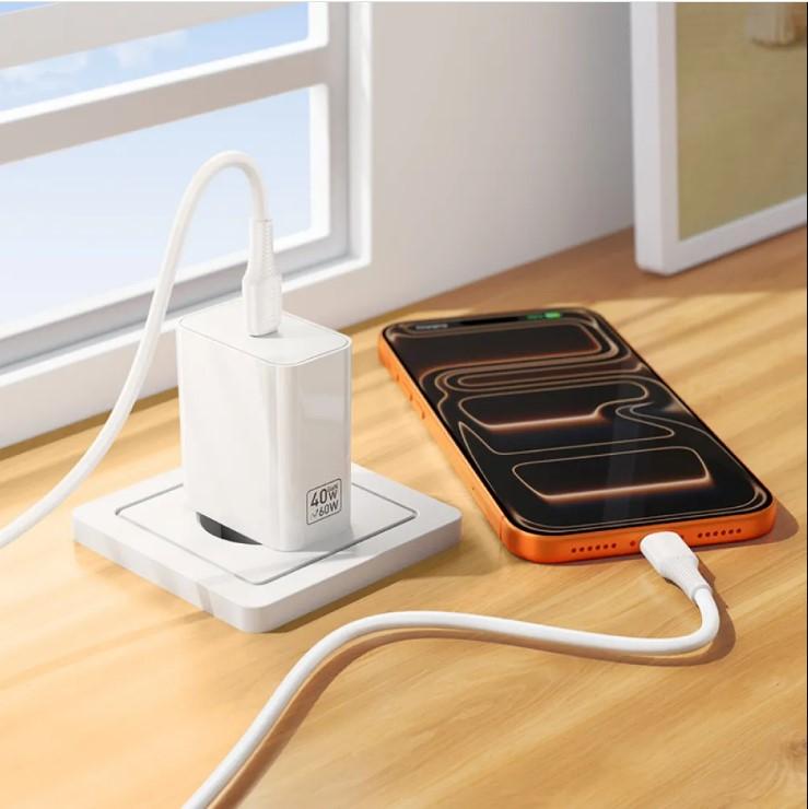 МЗП HOCO C162A Source single port PD40W charger set (C to C) White