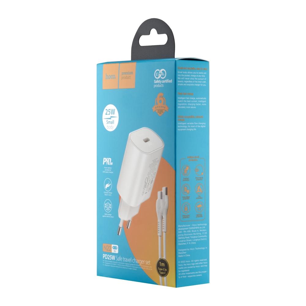 Зарядний пристрій Hoco N22 Jetta PD25W charger set ( Type-C to Type-C ) White