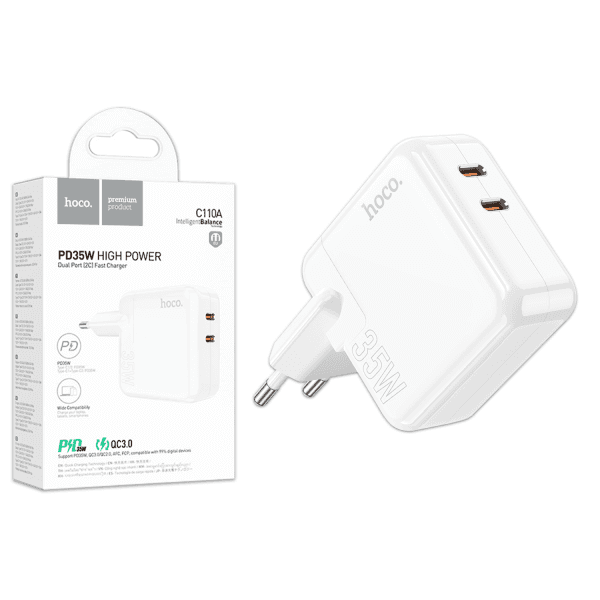Мережевий зарядний пристрій Hoco  C110A PD35W white