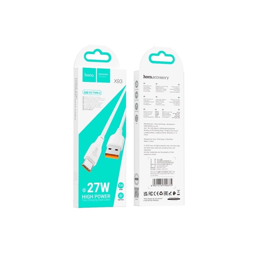 Кабель TYPE-C Hoco X93 Force 27W (L=1M) white