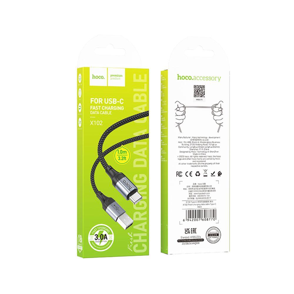 Кабель USB Hoco X102 Type-C 3A (Чорний)