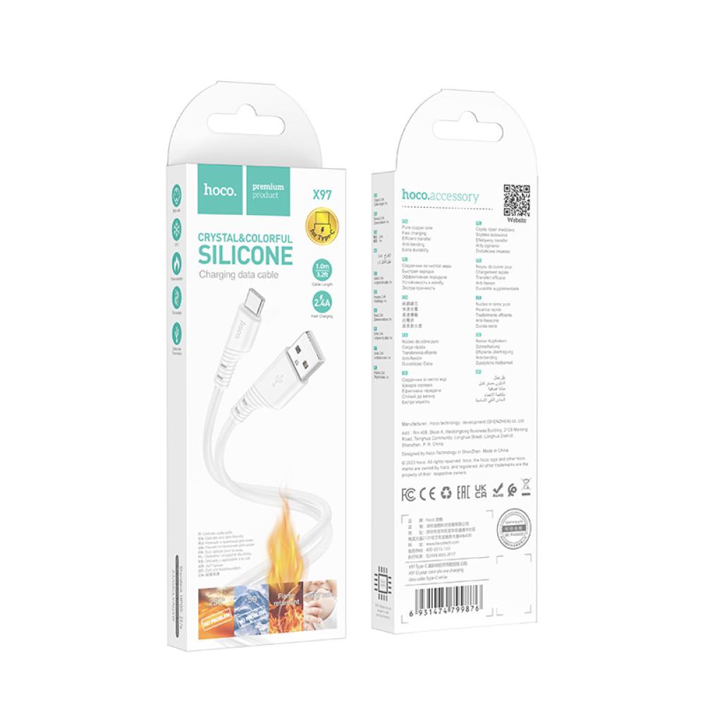 Кабель Hoco X97 Crystal color silicone Type-C (Білий)