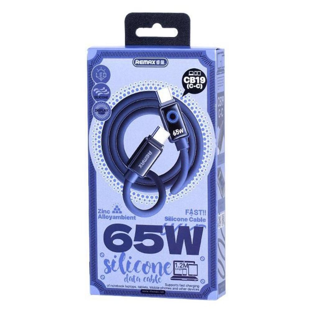 Кабель Remax CB19 Illumine  Zinc Alloy Ambient Light Type-C to Type-C 65W 1.2 m (Чорний)