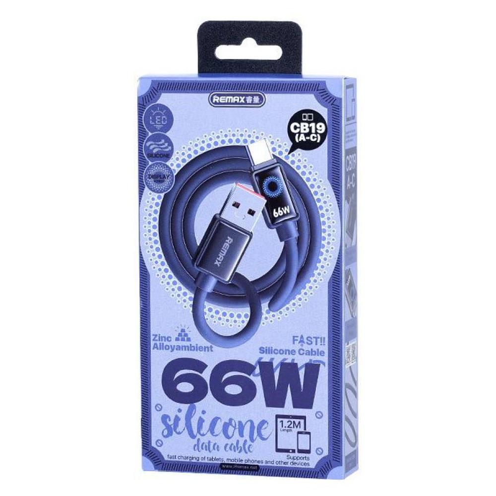 Кабель Remax CB19 Illumine  Zinc Alloy Ambient Light Type-C 66W 1.2 m (Чорний)