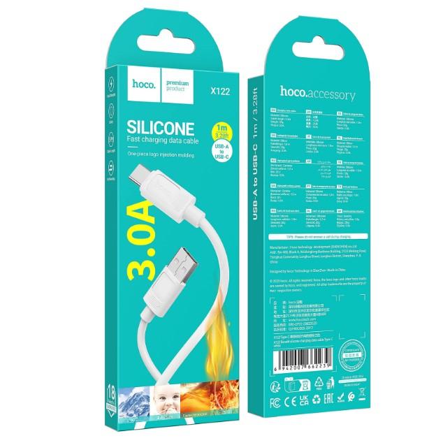 Кабель USB Hoco X122 Silicone USB to Type-C 3A (1m) (Білий)