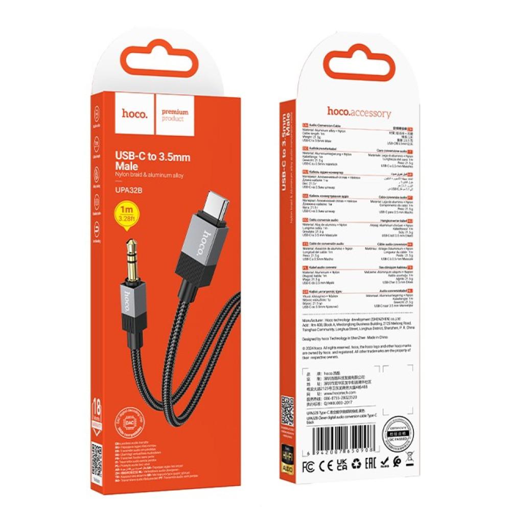Audio Converter Hoco UPA32B Clever Type-C male to 3.5mm male 1m (Чорний)