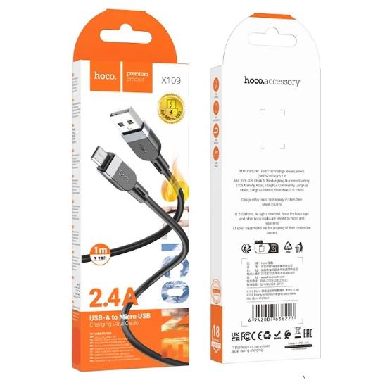 Кабель Hoco X109 Silicone для Micro 2.4A 1m (Чорний)