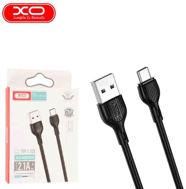 Кабель Type-C XO NB200 2.4A 2m (Чорний)