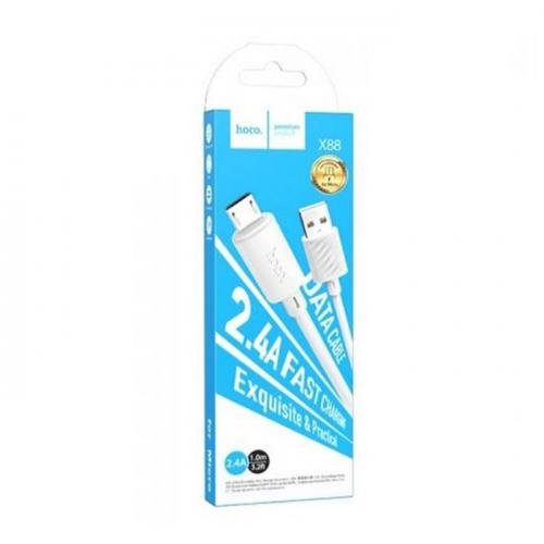 Зарядний шнур Hoco X88 Gratified charging data cable для Micro 2,4A 1m White