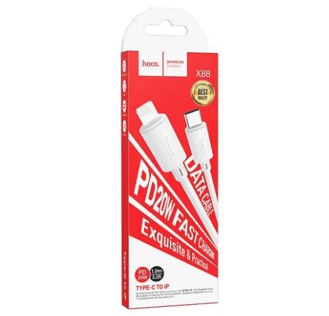 Зарядний шнур Hoco X88 Gratified charging data cable Type-C to  Lightning 2,4A 1m White