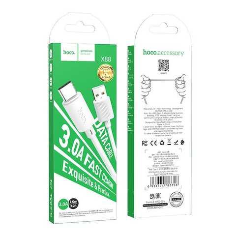 Зарядний шнур Hoco X88 Gratified charging data cable для Type-C to Type-C PD60W/3A 1 метр білий