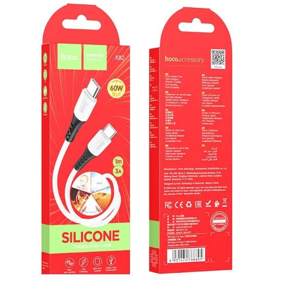 HOCO X82 Type-C/Type-C silicone cable 60W Білий