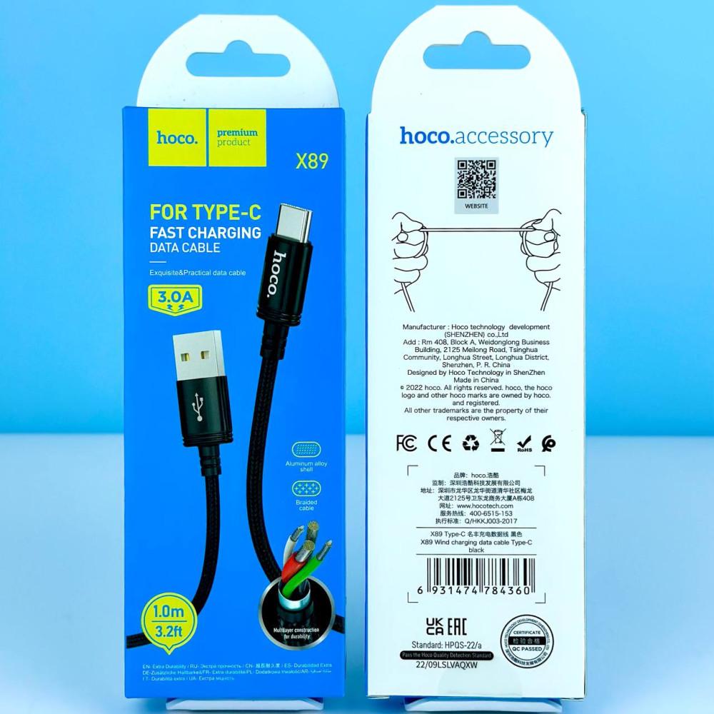 Зарядний шнур Hoco X89 Wind Type-C (1m) (Black)