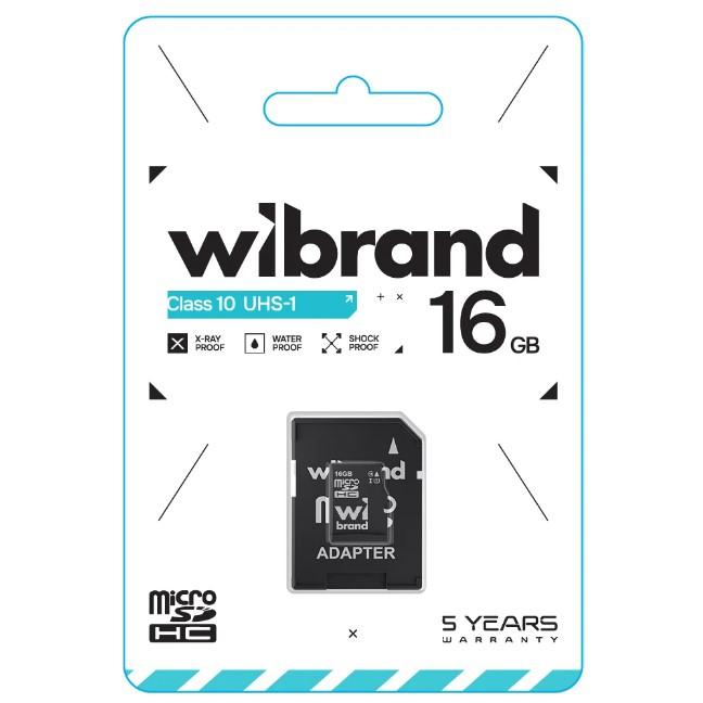 Карта пам`яті microSDHC (UHS-1) Wibrand 16Gb class 10 (adapter SD)
