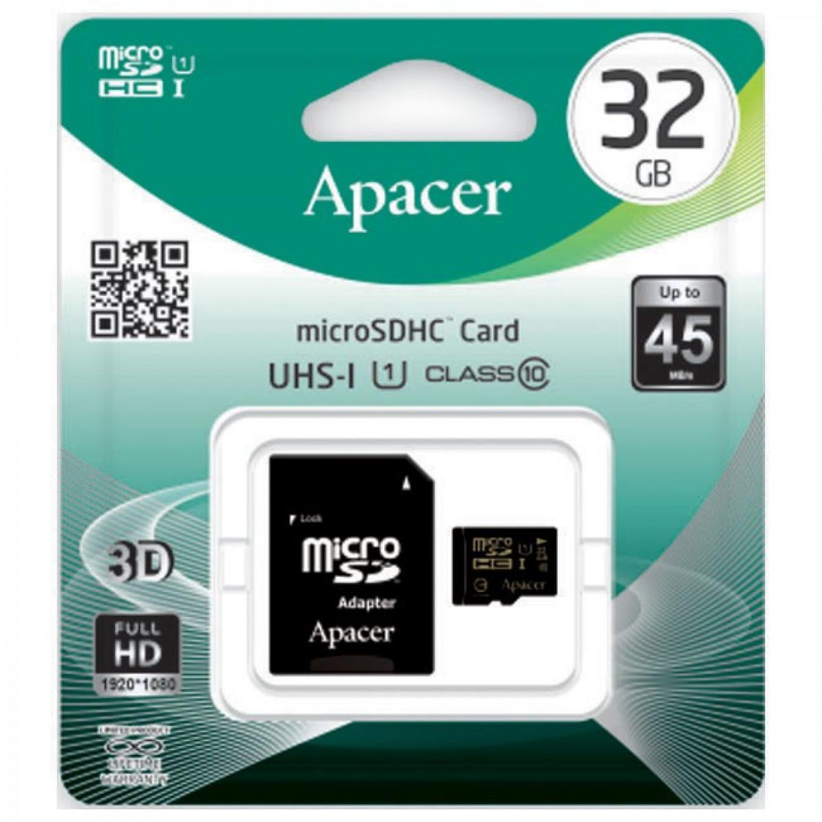 Карта пам`яти Apacer 32Gb Class 10 (Card+adapter)