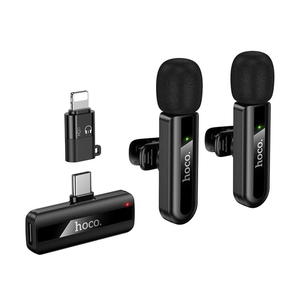Мікрофон Петличний Бездротовий Hoco L20A Dual-mic iP/Type-C (Чорний)