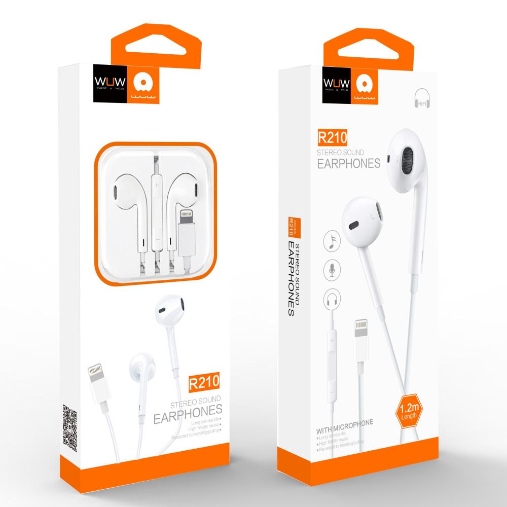 Навушники WUW R210 Lightning з мікрофоном (Білий)