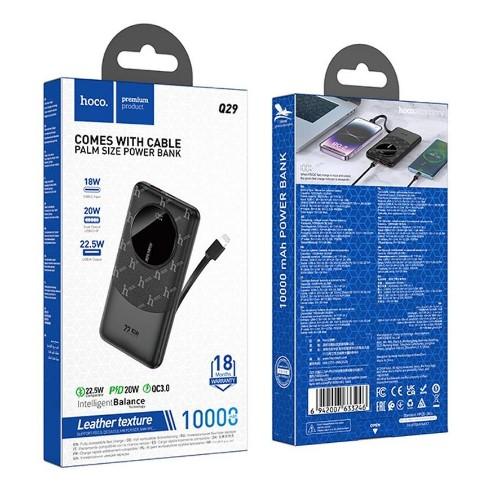 Power Bank Hoco Q29 Nobility 22.5W+PD20W with cable (iphone) 10000mAh (Чорний)