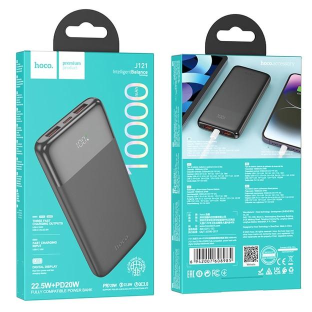 Power Bank Hoco J121 Fast 22.5W+PD20W fully compatible with digital display 10000 mAh (Чорний)