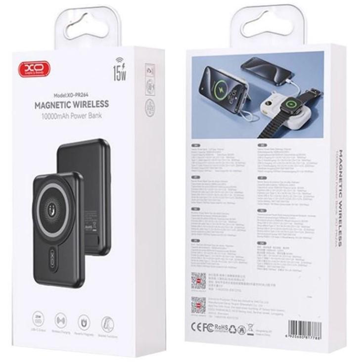 Power bank XO PR264 Magnetic 15W + PD20W with a holder 10000mAh Чорний