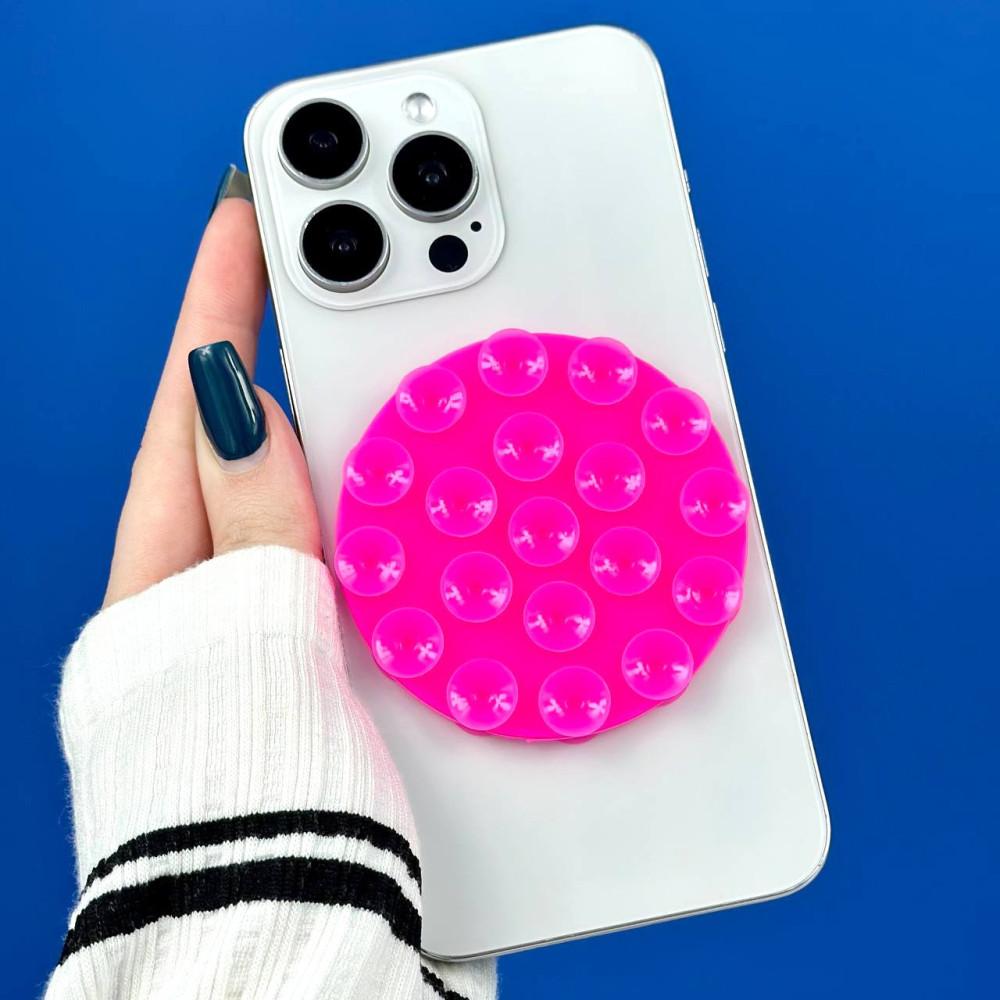 Силіконова тримач-присоска двостороння для телефону Double Side Silicone Round (Малиновий)