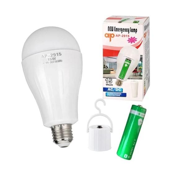 LED Лампа OKGO AP-2915 з акумулятором (E27/15W/3W от АКБ/1*18650/up2 Hours/6800K/CC160mA)