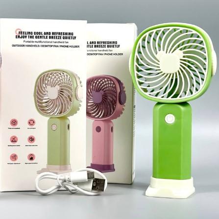 Вентилятор KLW-E8 Mini з підставкою для телефон (15 cm) (вбуд. акум.) (Зелений)