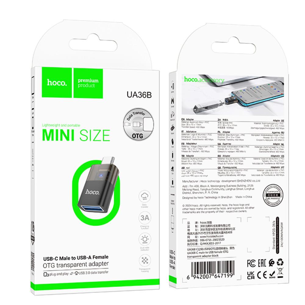 Перехідник Hoco UA36B Type-C male to USB female OTG (Чорний)