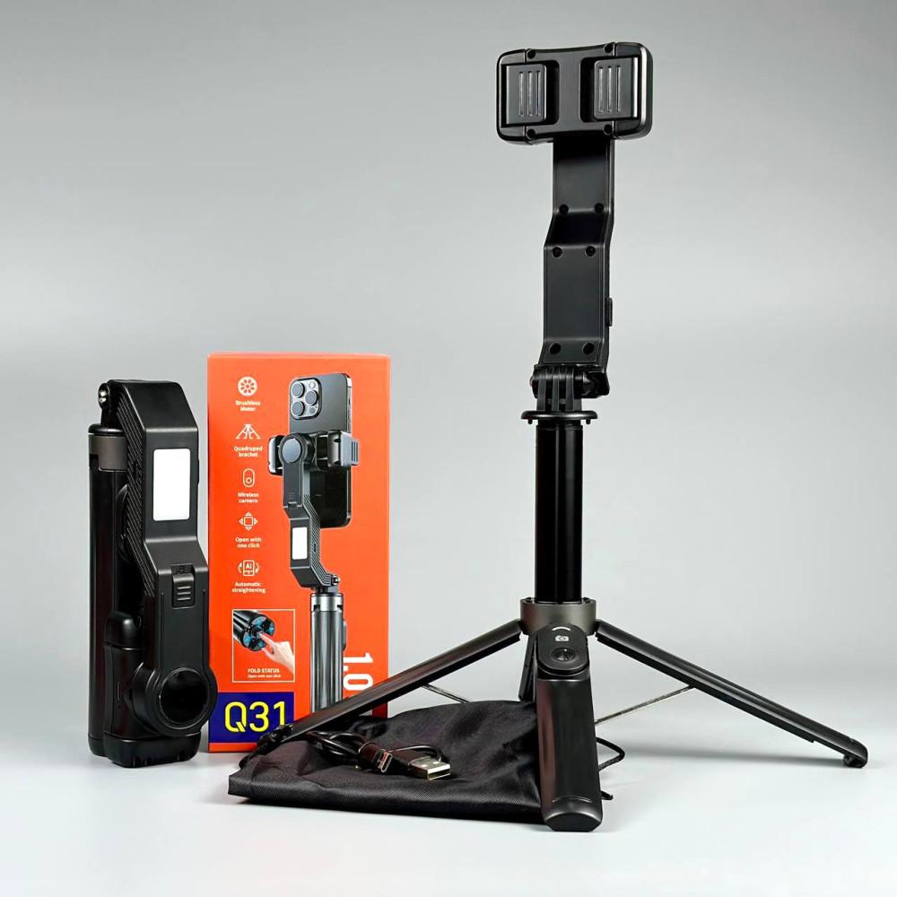 Монопод-стабілізатор Q31 Singe-Axis з підсвічуванням на штативі 101cm Bluetooth (Чорний)