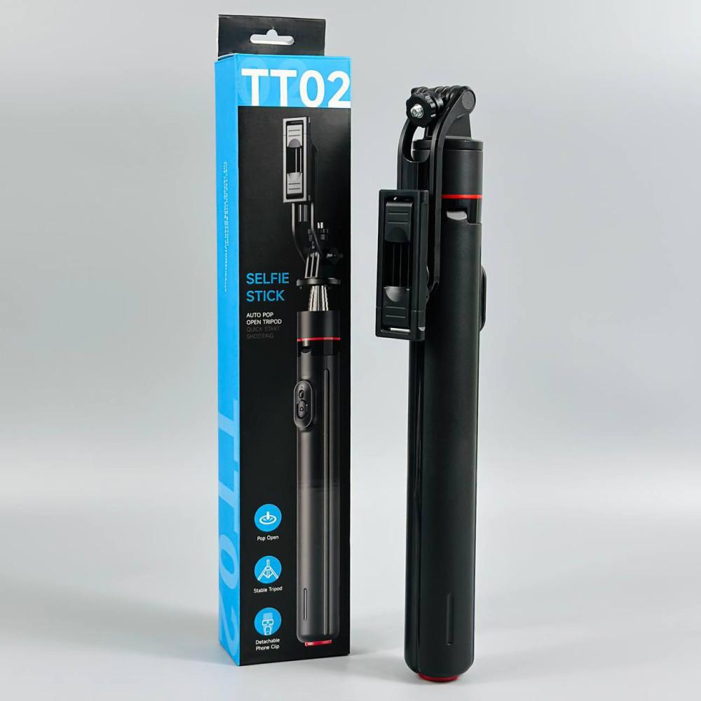 Монопод TT02 Auto Pop open на штативі 175cm Bluetooth (Чорний)