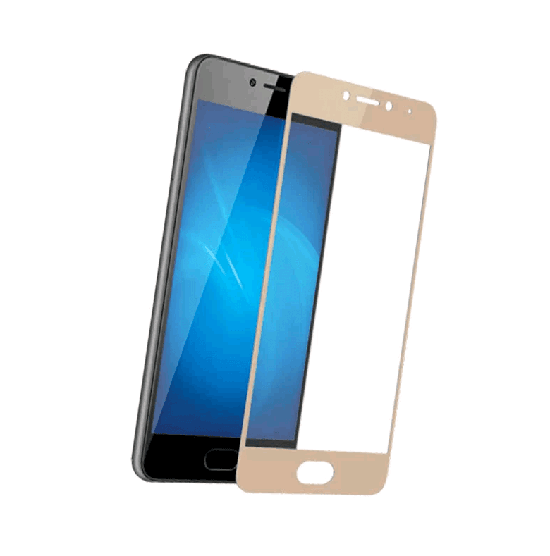 Захисне скло Full cover для MEIZU M5c з золотою рамкою (м`яка упаковка)