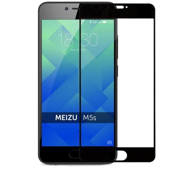 Захисне скло Silk Print для Meizu M5s з чорною рамкою