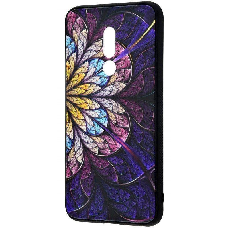 Накладка Limited для Meizu 16th Plus Glass Case (Glass+TPU) Фіолетова квітка