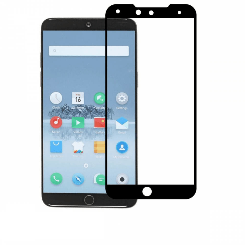 Захисне скло Full Glue для Meizu M15 Lite з чорною рамкою