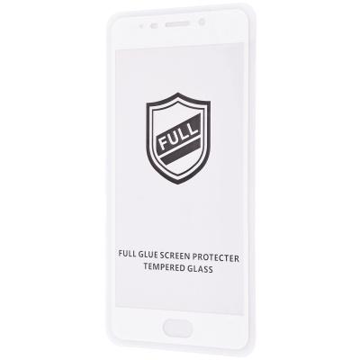Захисне скло Full glue для MEIZU M6 Note з білою рамкою
