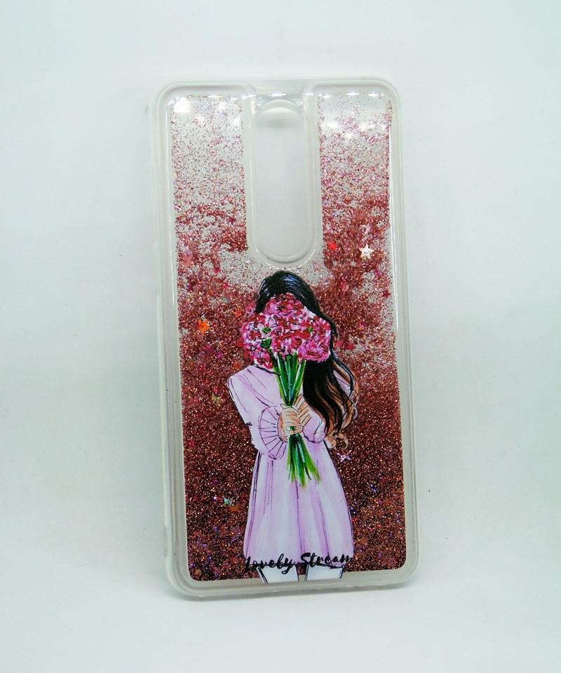 Накладка Lovely Stream для Meizu M8 (M813) (girl with flowers) (переливається)