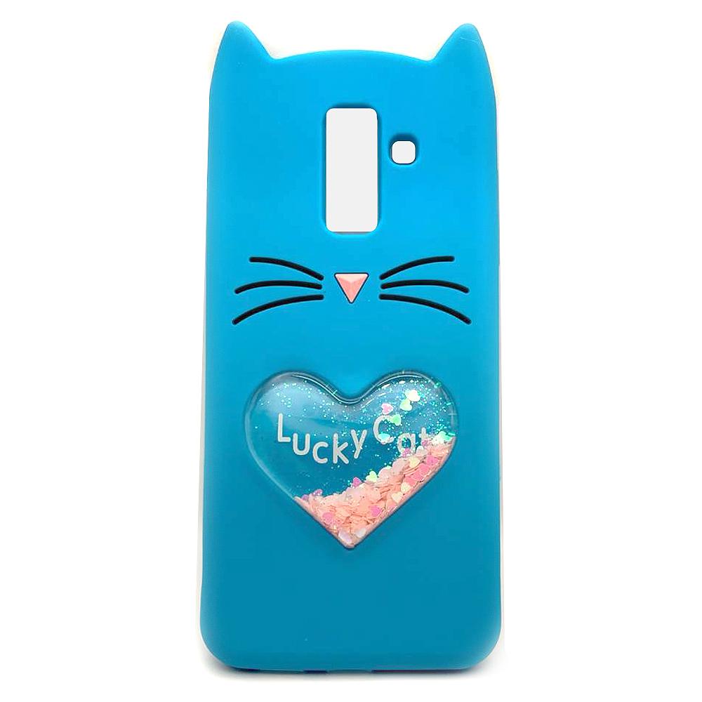 Накладка Cat 3D Heart для Samsung A6 Plus (2018)/J8 блакитна