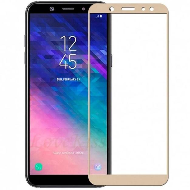 Захисне скло Silk Screen для Samsung A6 Plus gold