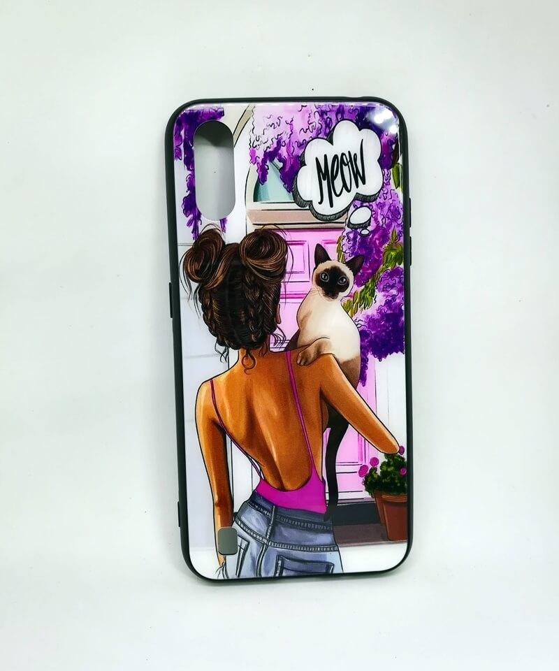 Чохол Girls Glass для Samsung A01 Meow