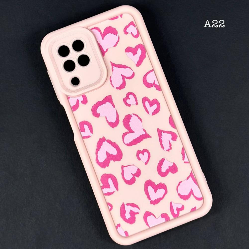 Накладка Shock Sides Resistant для Samsung A22 / M22 / M32 рожева з сердечками