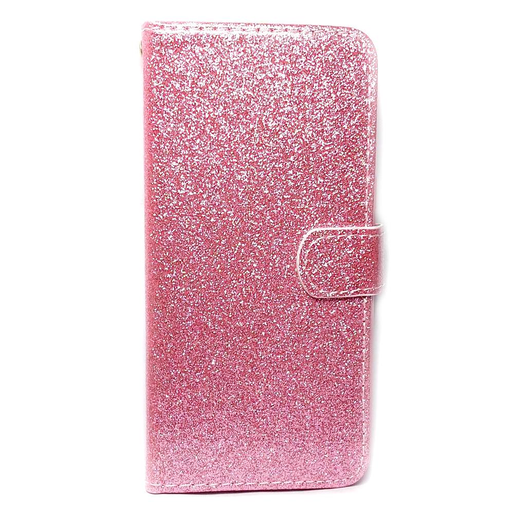 Книжка Glitter для Samsung A8 2018 A850 рожева